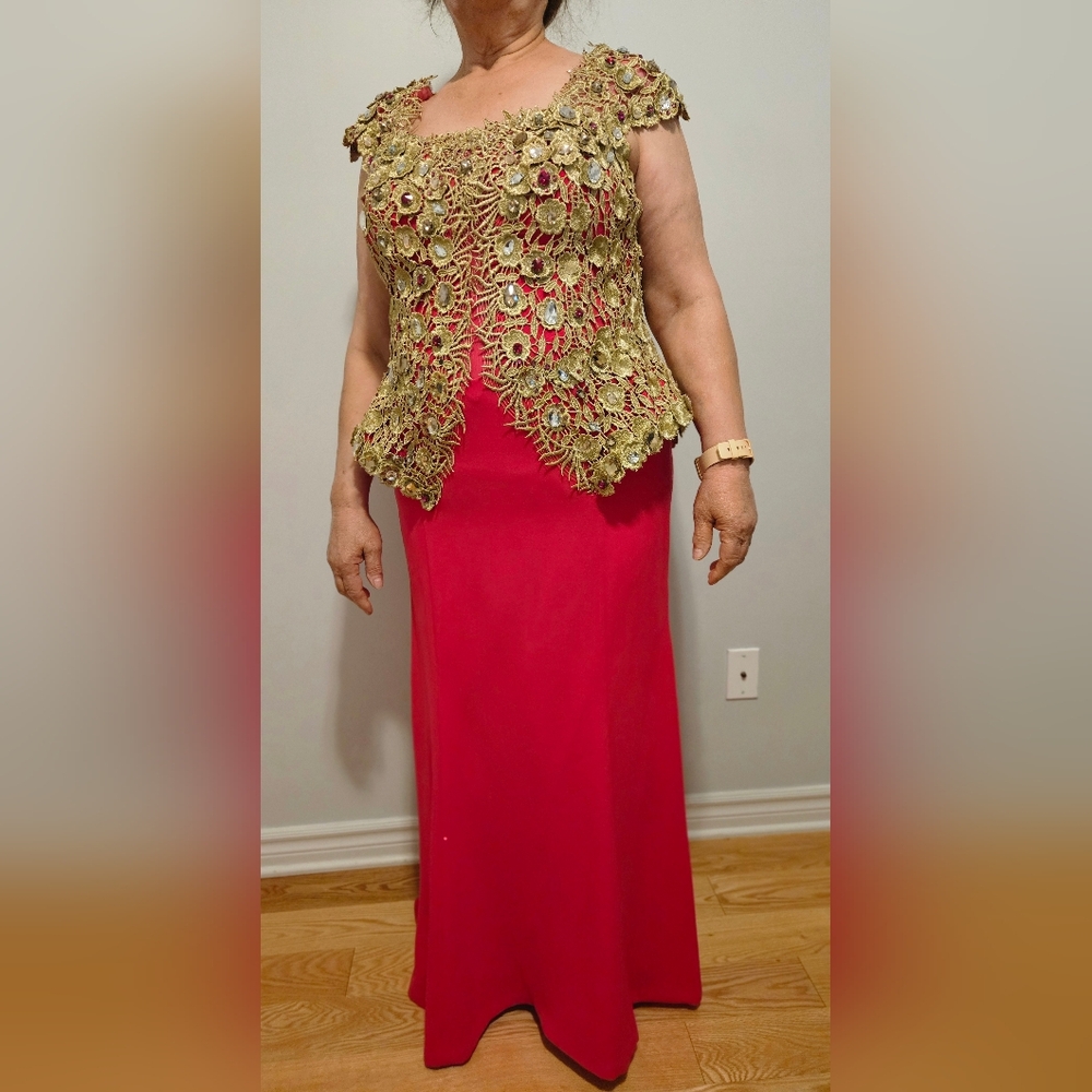 Elegant Dress with Gold Embellishments